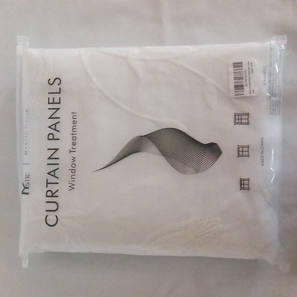 MYSTIC-HOME Embroidery White Tulip Sheer Curtain Panels 52"W x 84"L 2 Panels - Picture 1 of 4